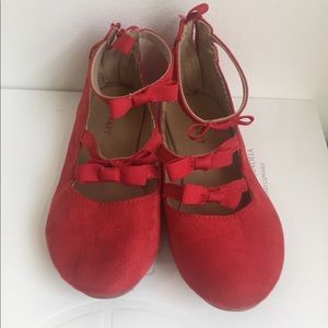 Darling Red ballet flats with bow straps